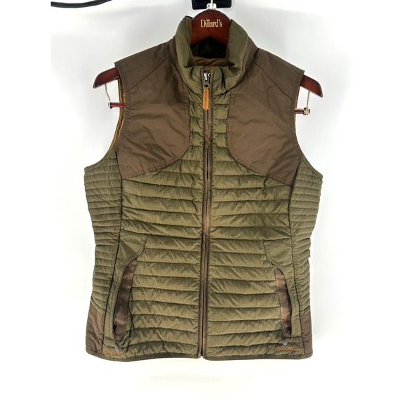 Eddie Bauer Women's M Stormdown 700 Goose Down Quilted Vest Green & Brown - Picture 1 of 9